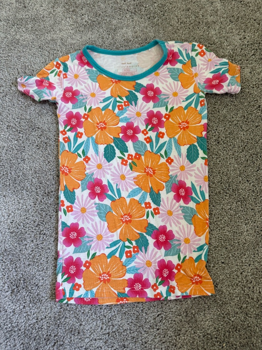 Little Sleepies Short Sleeve PJ Top in Beachy Blooms